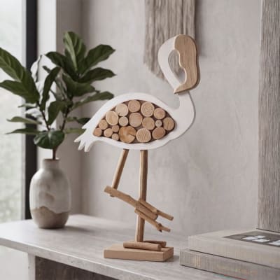 Flamant en bois brun 31x9x56 cm