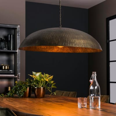 Suspension de table en métal vieilli martelé d90cm