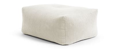 Pouf confort repose pied carré velours grosse cote  beige 55x65x30 cm