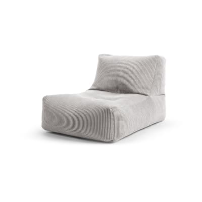 Pouf grand confort avec dossier en velours gris clair 65x100x65 cm