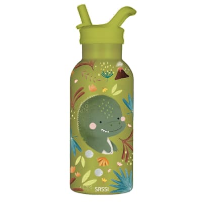 Bouteille isotherme dinosaure 350 ml en acier inoxydable vert 20x7 cm