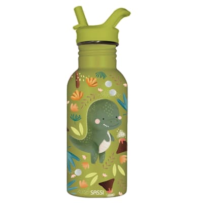 Bouteille en inox dinosaure 500 ml en acier inoxydable vert 21,5x7 cm