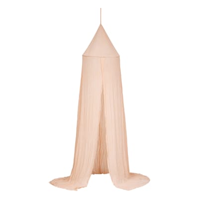 Ciel de lit en double gaze de coton rose poudré 250x340 cm