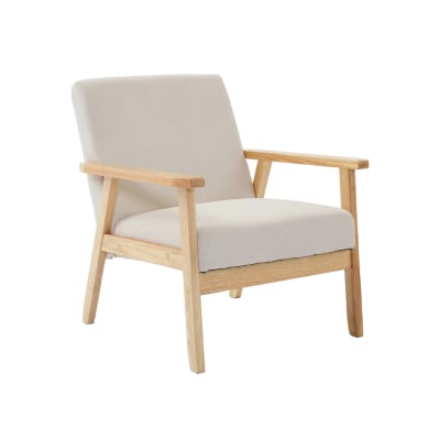 Fauteuil scandinave velours côtelé blanc crème