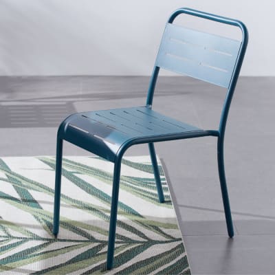 Lot de 4 chaises en acier bleu
