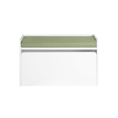 Banc coffre à roulettes effet bois blanc pour enfants 1 tiroir