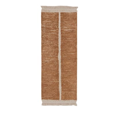 Tapis lavable en coton marron et ligne blanche 80x230