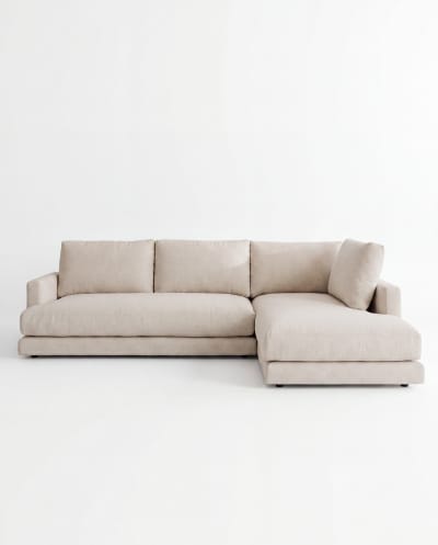 Canapé 3/4 places d'angle droit couleur blanc cassé 275cm