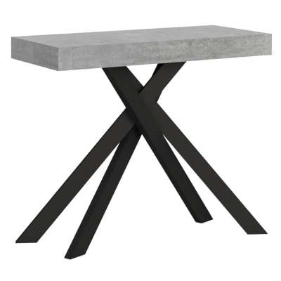 Console extensible 90x40/196 cm effet bois gris béton