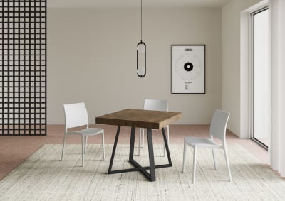 Table extensible 90x90/194 cm effet bois noyer