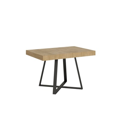 Table extensible 80x120/204 cm effet bois chêne nature