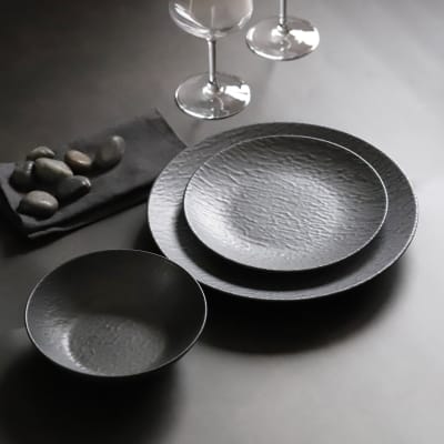 Assiette dessert en grès noir