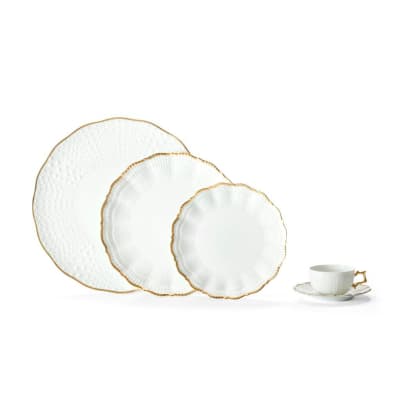 Assiette à pain en porcelaine blanc/or
