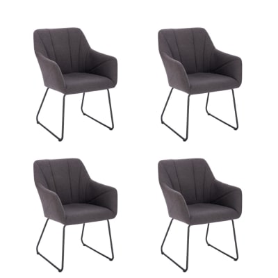 Chaise de salle à manger polyester, anthracite