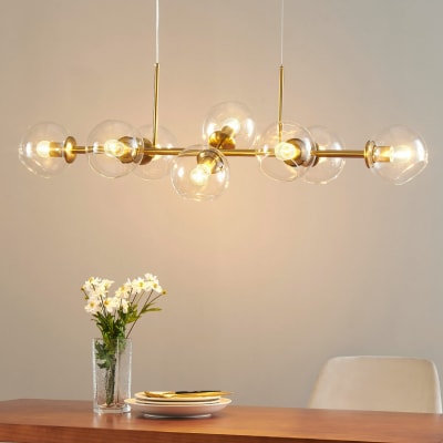 Suspension en verre doré / laiton 112 cm