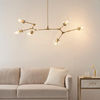 Lustre en verre transparent et doré 150 cm