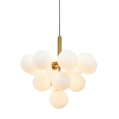 Suspension en verre laiton et blanc 60 cm