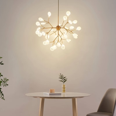 Suspension en verre doré / laiton 77 cm