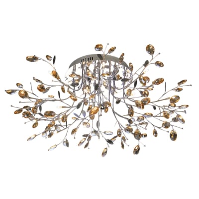 Plafonnier en verre argenté / chromé 90 cm