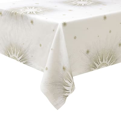 Nappe imprimée en lin blanc 170x250