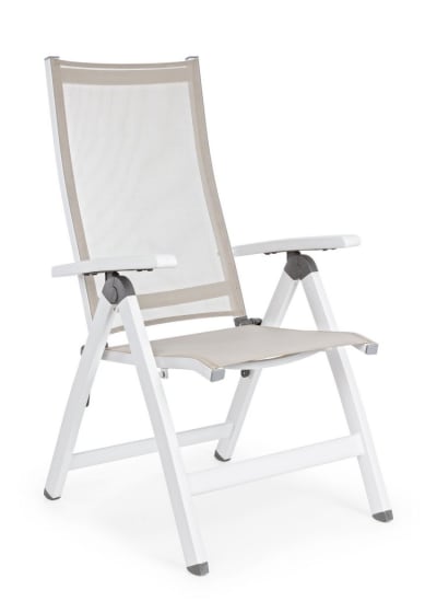 Fauteuil inclinable en aluminium blanc, fauteuil pliant