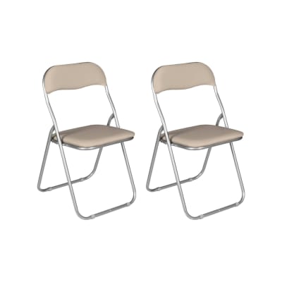 Lot de 2 chaises pliante en fer beige 43x47 cm