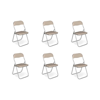Lot de 6 chaises pliante en fer beige 43x47 cm
