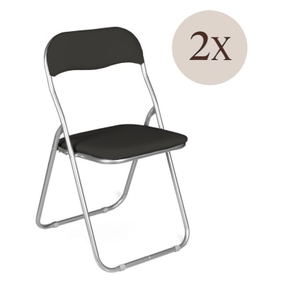 Lot de 2 chaises pliante en fer noir 43x47 cm