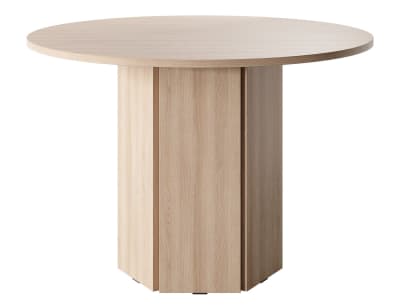 Table à manger ronde aspect bois de chêne beige, 110x75 cm