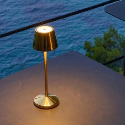 Lampe de table sans fil acier doré h25cm