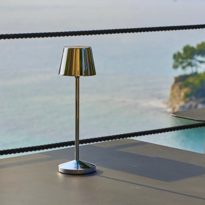 Lampe de table sans fil acier argent h25cm