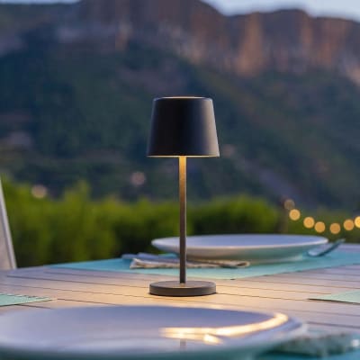 Lampe de table sans fil acier noir h22cm