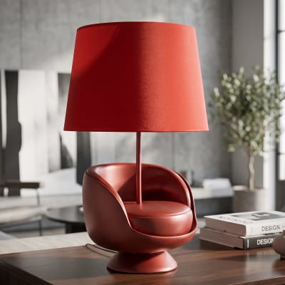 Lampe de table fauteuil en résine rouge ø 26x43 cm