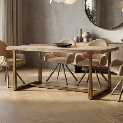 Table rectangulaire en bois et métal marron 150x90x78 cm