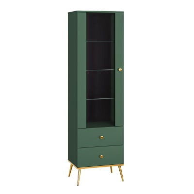 Vitrine 1 porte 2 tiroirs mélaminé vert