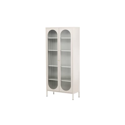Buffet haut vitré en métal beige MALIG métal + verre beige