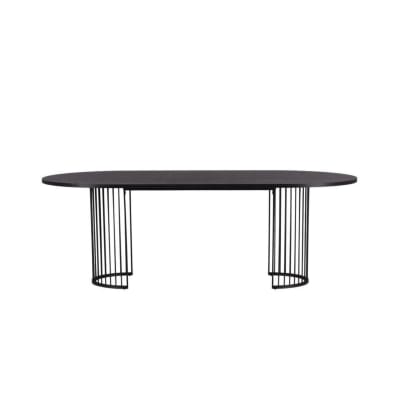 Table de salle à manger ovale noire en bois