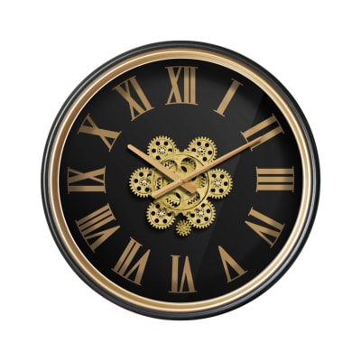 Horloge à mécanismes 50cm noir et doré