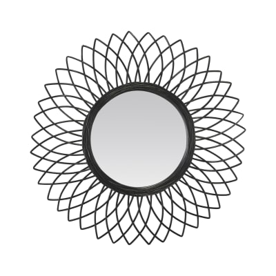 Miroir fleur en rotin 61cm noir