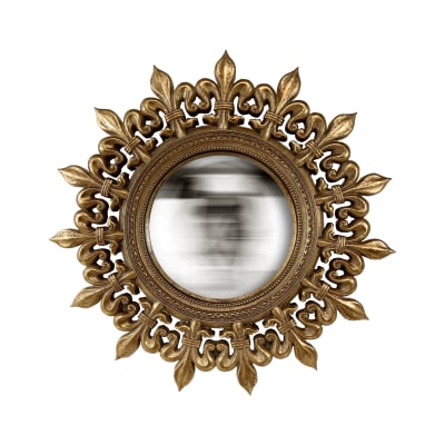 Miroir soleil rond convexe 25cm dore