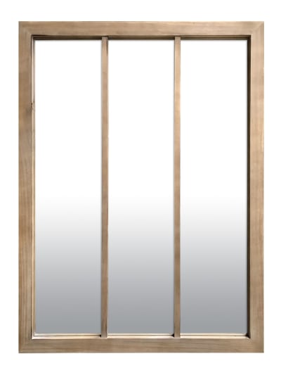 Miroir fenêtre 3 bandes en bois 85 x 113 cm naturel