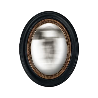 Miroir convexe ovale 24x19cm noir et doré