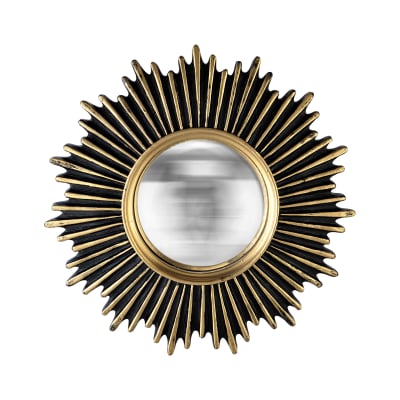 Miroir soleil convexe 20cm noir et doré