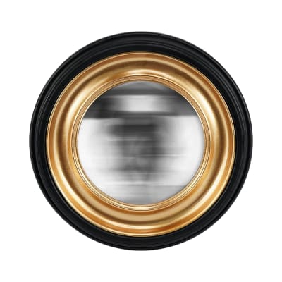 Miroir convexe rond 23,5cm noir et doré