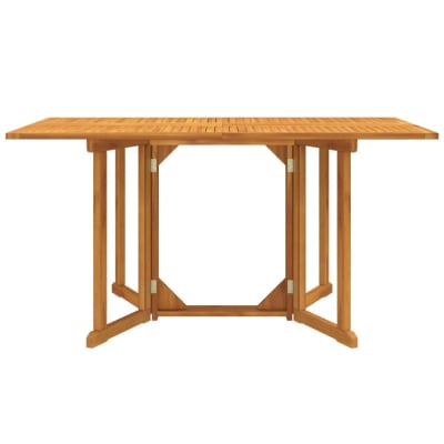 Table de jardin papillon pliante bois massif teck beige 150x90x75 cm