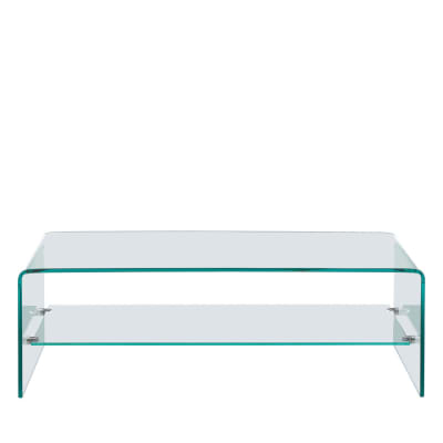 Table basse double plateau en verre l110cm - transparent
