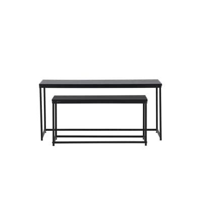 Lot de 2 tables basses gigognes en bois et métal - Noir