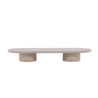 Table basse ovale effet marbre 190x60cm - beige