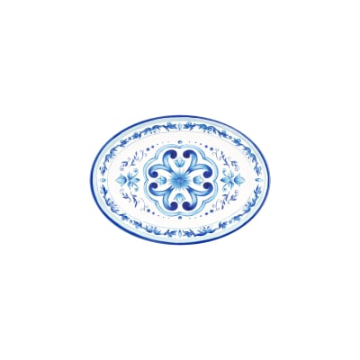 Lot de 2 plateaux ovales en mélamine bleu 35,5 x 25,5 cm