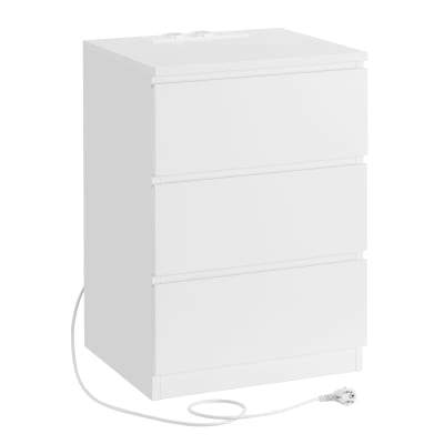 Table de nuit avec station de recharge de chevet d'appoint blanc